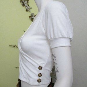 White Short Sleeve Top Size Small